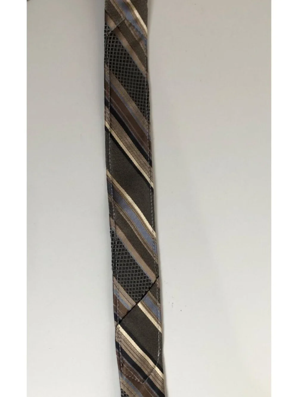 Pronto Uomo Silk Tie Brown Striped Mens Necktie Accessory Office Work Dad Gift